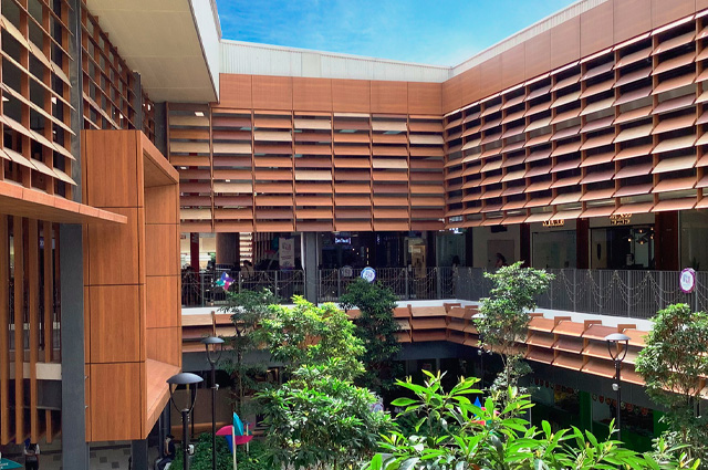 northshore plaza, singapore, effetto legno, alluminio