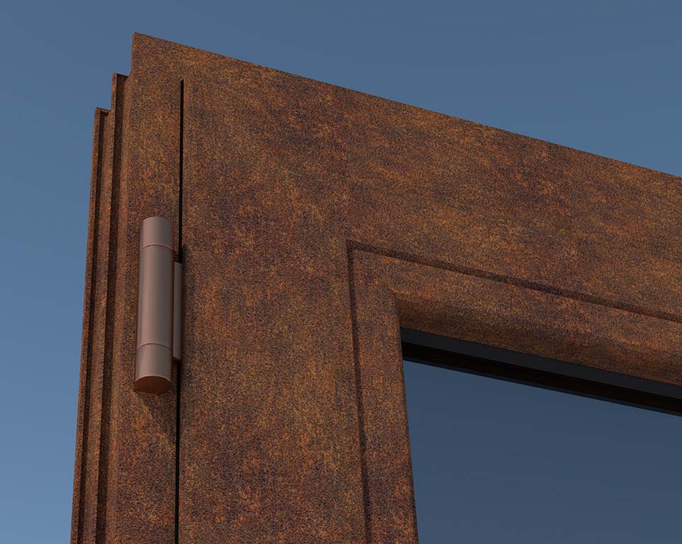 angolare in alluminio, angolare serramento con finitura effetto bronzo