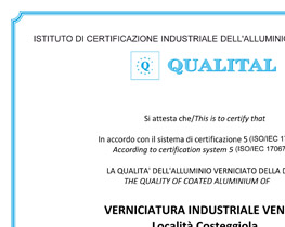 certificato qualital. certificato qualicoat, certificazioni finiture alluminio