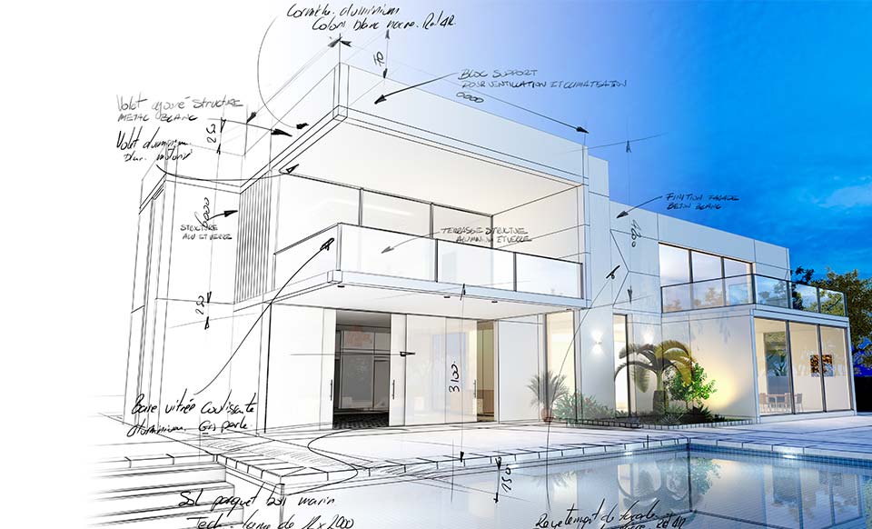 rendering progettazione finiture outdoor villa privata
